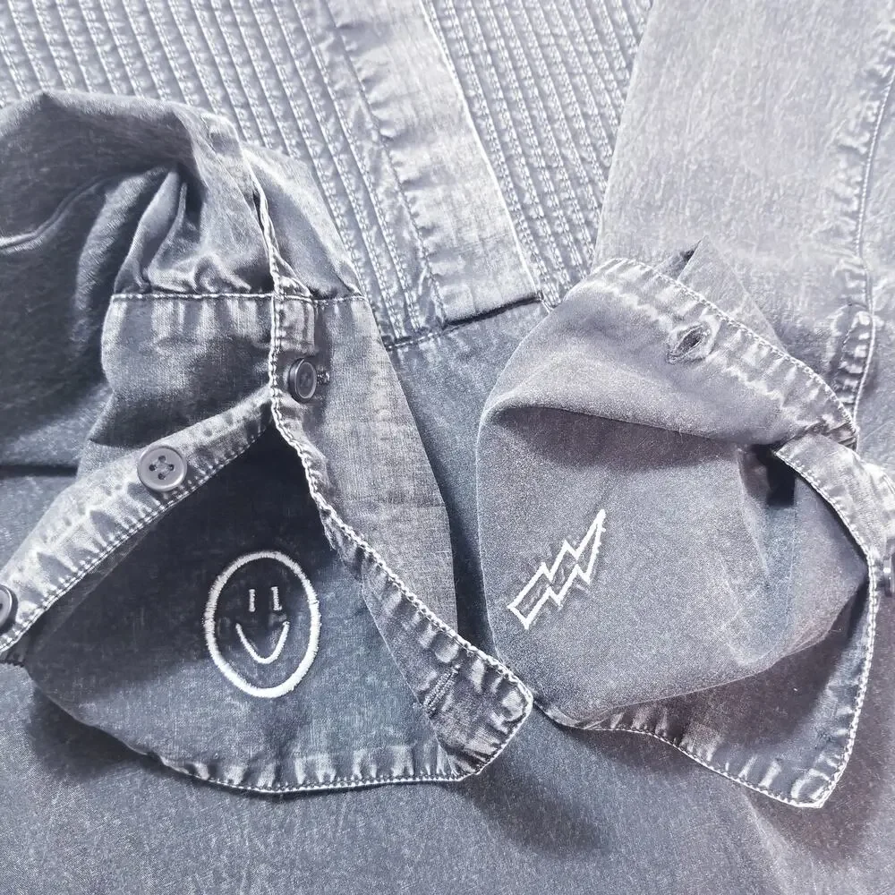 One Teaspoon Stand By Black Chambray Pintuck Shirt Dress - Picture 5 of 14
